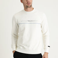Off-white crew neck slim fit printed sweatshirt.