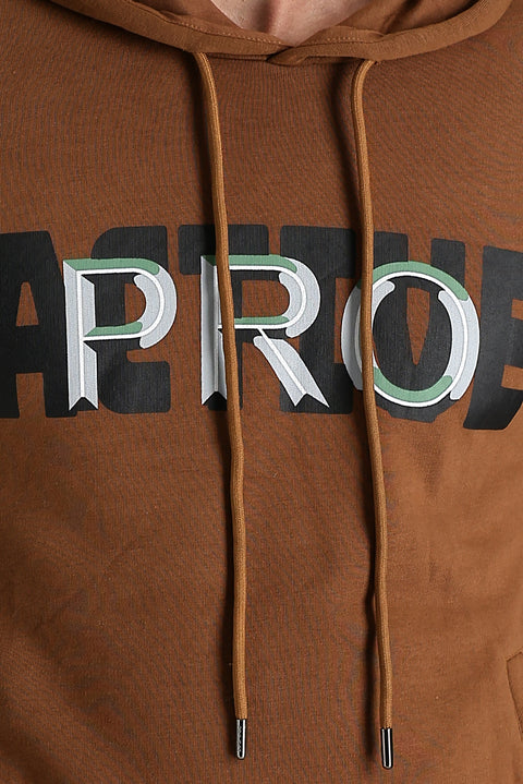 Cinnamon Hooded Slim Fit Printed Sweatshirt