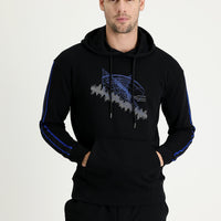 Siyah Kapüşonlu Slim Fit Dar Kesim Baskılı Sweatshirt