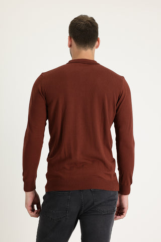  Kiremit Polo Yaka Regular Fit Triko Kazak