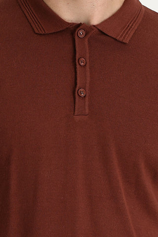  Kiremit Polo Yaka Regular Fit Triko Kazak
