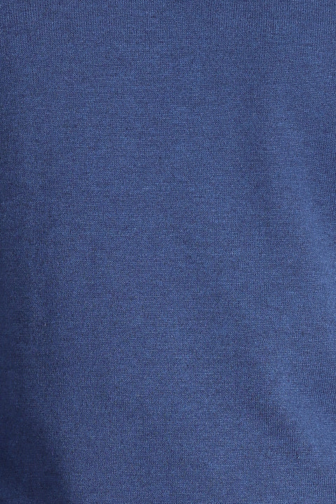 İndigo Melanj Polo Yaka Regular Fit Pamuklu Triko Kazak