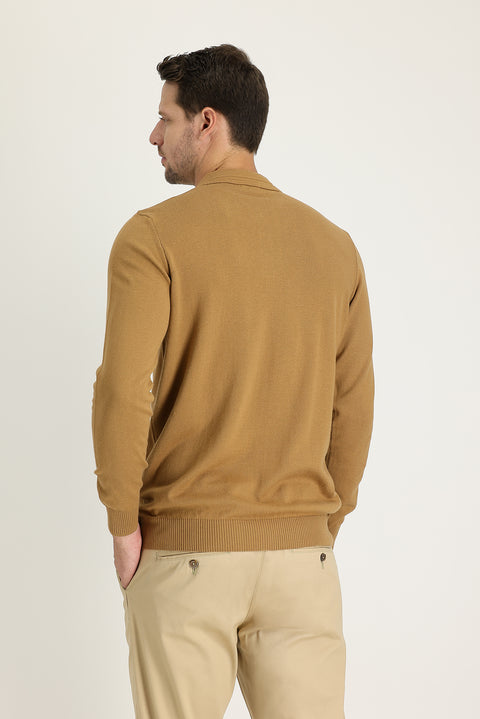 Camel Polo Yaka Regular Fit Pamuklu Triko Kazak