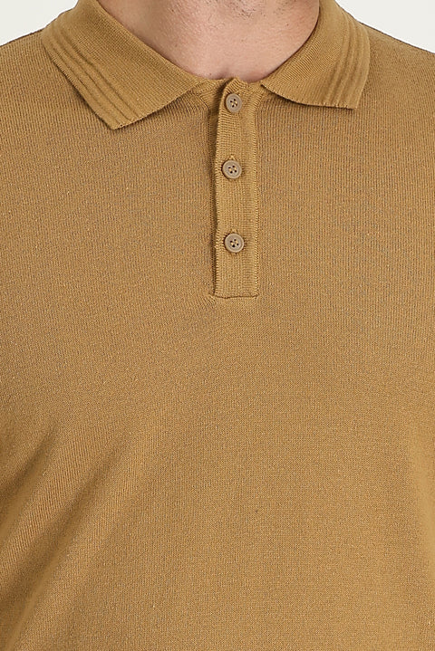 Camel Polo Yaka Regular Fit Pamuklu Triko Kazak