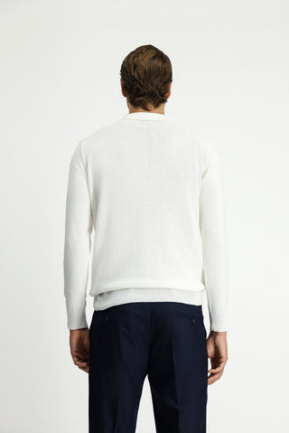  Ekru Polo Yaka Regular Fit Pamuklu Triko Kazak