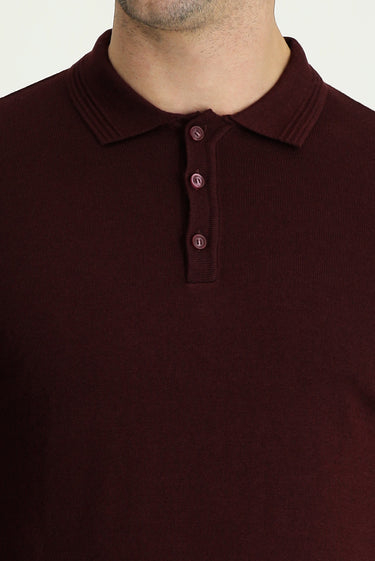  Koyu Bordo Polo Yaka Regular Fit Triko Kazak