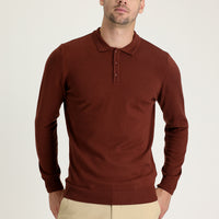 Kiremit Polo Yaka Regular Fit Pamuklu Triko Kazak