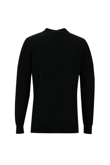 Siyah Polo Yaka Slim Fit Triko Kazak