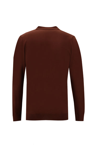  Kiremit Polo Yaka Slim Fit Triko Kazak