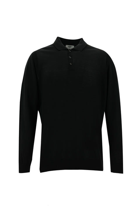 Siyah Polo Yaka Regular Fit Triko Kazak