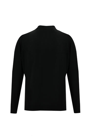  Siyah Polo Yaka Regular Fit Triko Kazak