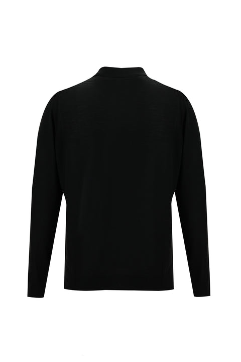 Siyah Polo Yaka Regular Fit Triko Kazak