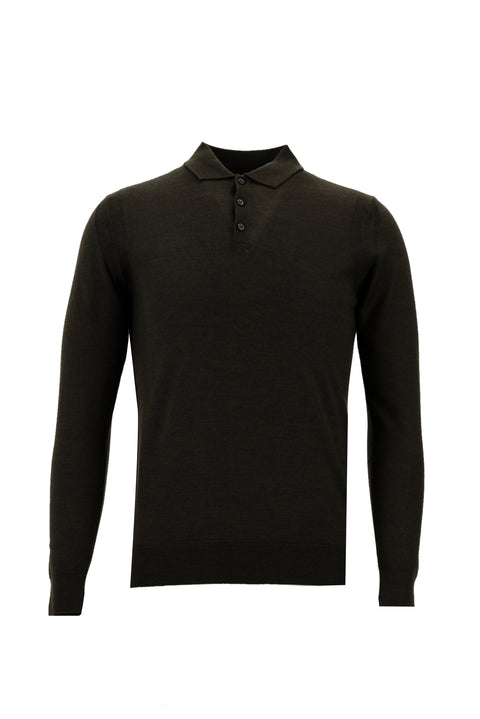 Koyu Kahve Polo Yaka Regular Fit Triko Kazak