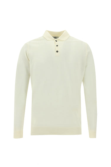 Kırık Beyaz Polo Yaka Regular Fit Triko Kazak