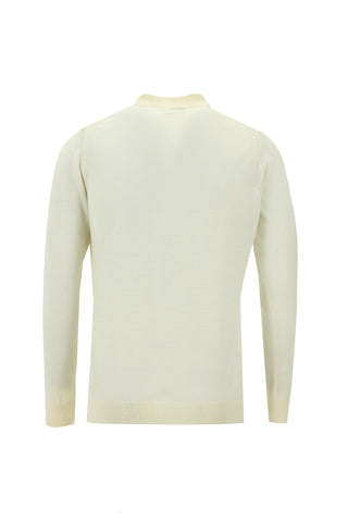  Kırık Beyaz Polo Yaka Regular Fit Triko Kazak