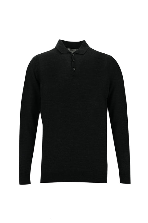 Orta Antrasit Polo Yaka Regular Fit Triko Kazak