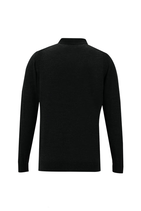 Orta Antrasit Polo Yaka Regular Fit Triko Kazak