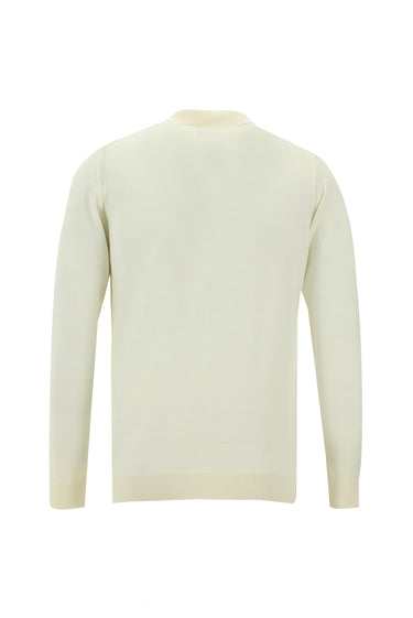  Kırık Beyaz Polo Yaka Regular Fit Triko Kazak