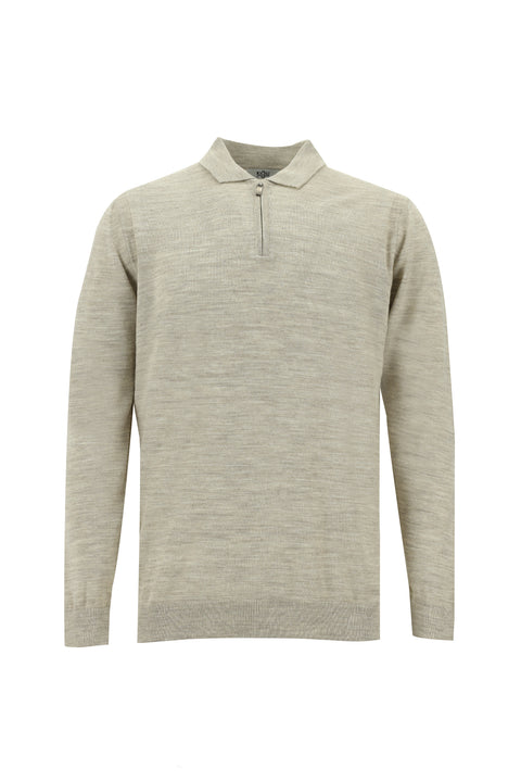 Taş Polo Yaka Regular Fit Fermuarlı Yünlü Triko Kazak