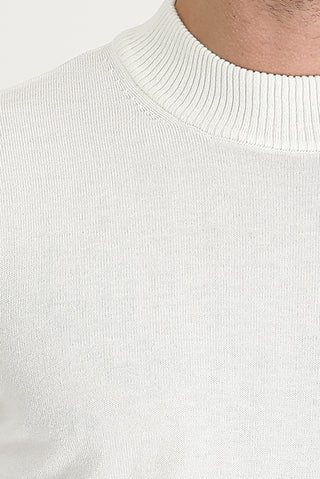  Ekru Yarım Balıkçı Yaka Regular Fit Pamuklu Triko Kazak