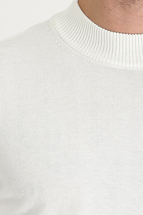 Ekru Yarım Balıkçı Yaka Regular Fit Pamuklu Triko Kazak