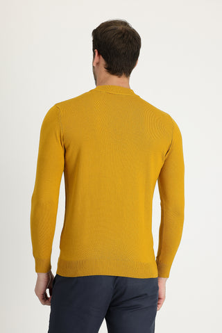  Hardal Yarım Balıkçı Yaka Regular Fit Pamuklu Triko Kazak