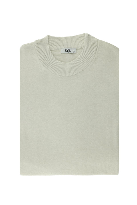 Taş Büyük Beden Yarım Balıkçı Yaka Pamuklu Triko Kazak