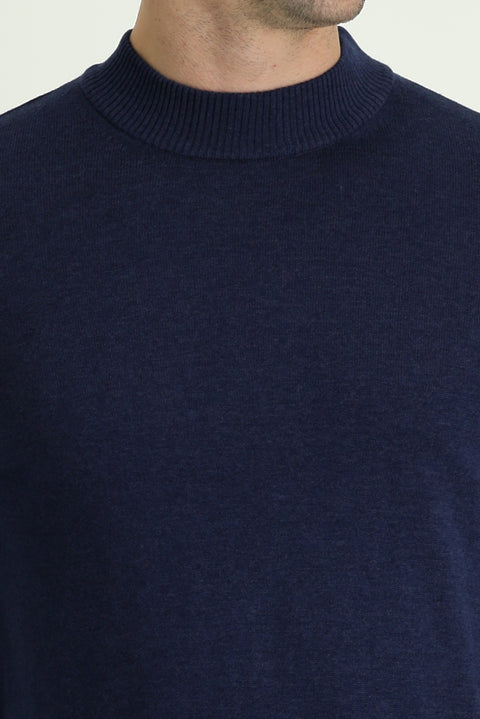 Koyu Lacivert Yarım Balıkçı Yaka Regular Fit Pamuklu Triko Kazak