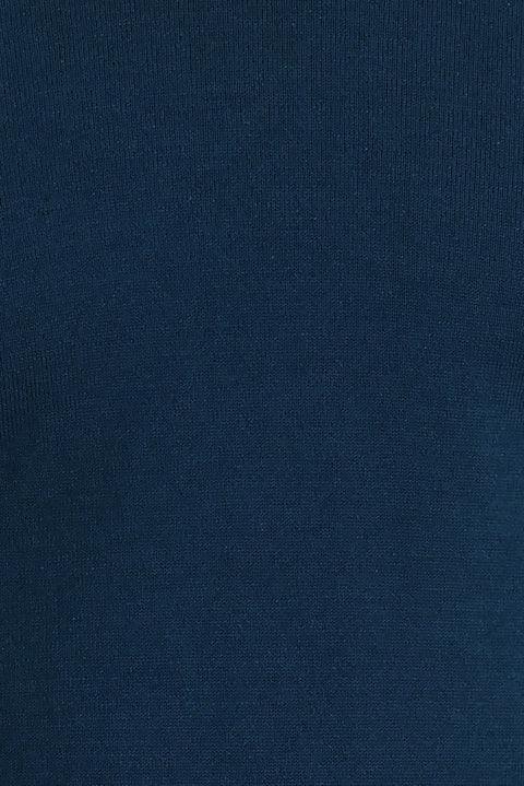 Orta Petrol Yarım Balıkçı Yaka Regular Fit Pamuklu Triko Kazak