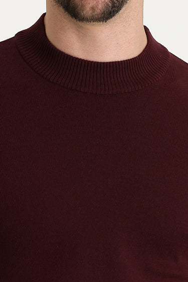  Koyu Bordo Yarım Balıkçı Yaka Regular Fit Triko Kazak
