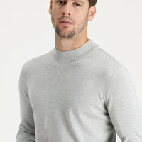 Açık Gri Melanj Yarım Balıkçı Yaka Regular Fit Triko Kazak