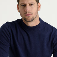 Orta Lacivert Melanj Yarım Balıkçı Yaka Regular Fit Triko Kazak