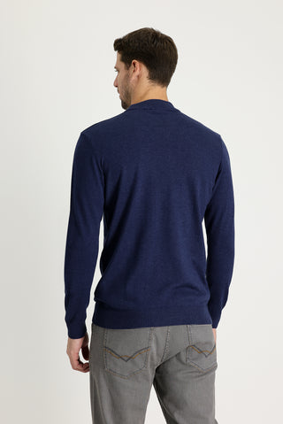  Orta Lacivert Melanj Yarım Balıkçı Yaka Regular Fit Triko Kazak