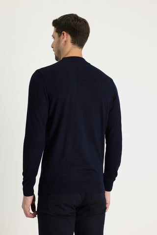  Koyu Lacivert Yarım Balıkçı Yaka Regular Fit Triko Kazak