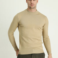 Açık Bej Yarım Balıkçı Yaka Regular Fit Triko Kazak