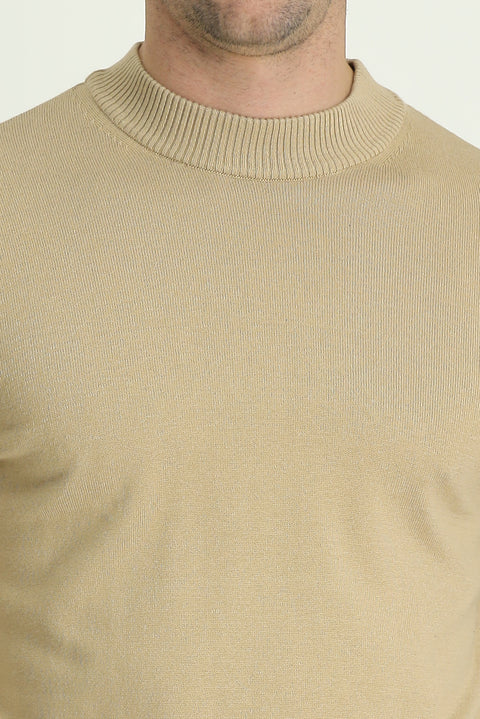 Açık Bej Yarım Balıkçı Yaka Regular Fit Triko Kazak