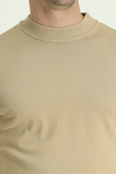  Açık Bej Yarım Balıkçı Yaka Regular Fit Triko Kazak