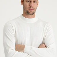 Ekru Yarım Balıkçı Yaka Regular Fit Triko Kazak