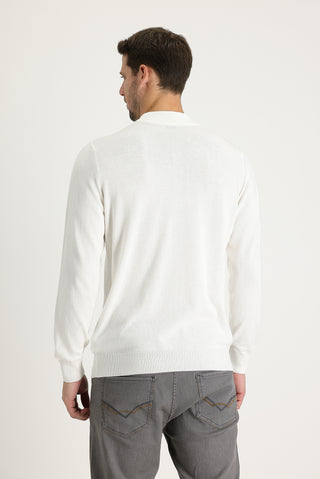  Ekru Yarım Balıkçı Yaka Regular Fit Triko Kazak