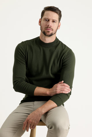  Orta Haki Yarım Balıkçı Yaka Regular Fit Triko Kazak