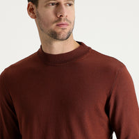 Kiremit Yarım Balıkçı Yaka Regular Fit Pamuklu Triko Kazak