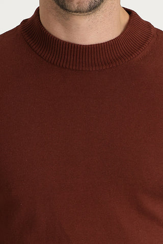  Kiremit Yarım Balıkçı Yaka Regular Fit Pamuklu Triko Kazak