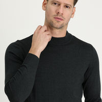 Koyu Antrasit Yarım Balıkçı Yaka Regular Fit Triko Kazak