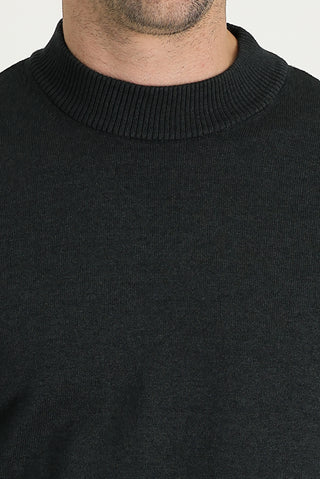  Koyu Antrasit Yarım Balıkçı Yaka Regular Fit Pamuklu Triko Kazak