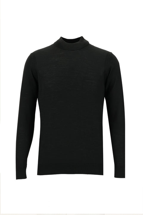 Siyah Yarım Balıkçı Yaka Regular Fit Triko Kazak