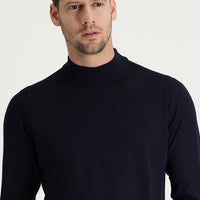 Koyu Lacivert Yarım Balıkçı Yaka Regular Fit Triko Kazak