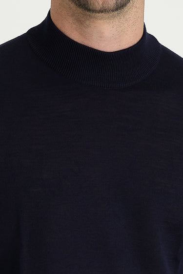 Koyu Lacivert Yarım Balıkçı Yaka Regular Fit Triko Kazak