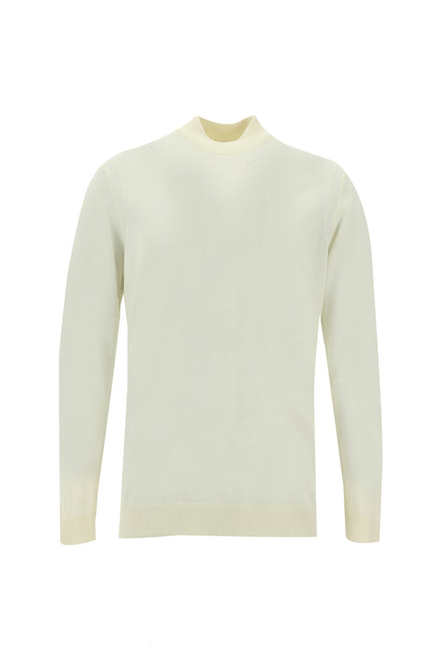 Kırık Beyaz Yarım Balıkçı Yaka Regular Fit Triko Kazak