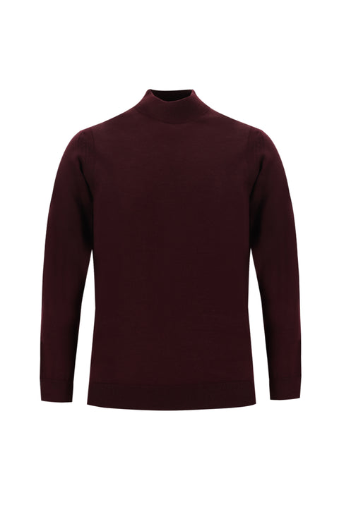 Koyu Bordo Yarım Balıkçı Yaka Regular Fit Triko Kazak