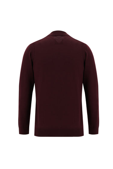  Koyu Bordo Yarım Balıkçı Yaka Regular Fit Triko Kazak